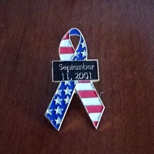 4/$25 Acrylic Enamel Pin for Self Expression September 11, 2001 Memorial Ribbon